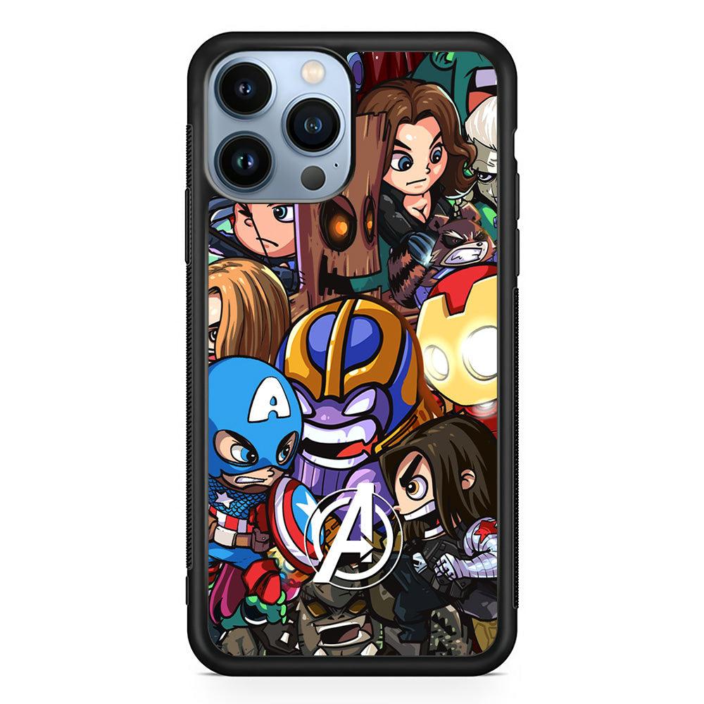 Avenger Cartoon Kid iPhone 14 Pro Max Case-Rubber Black (2D Case)-Oxvistore