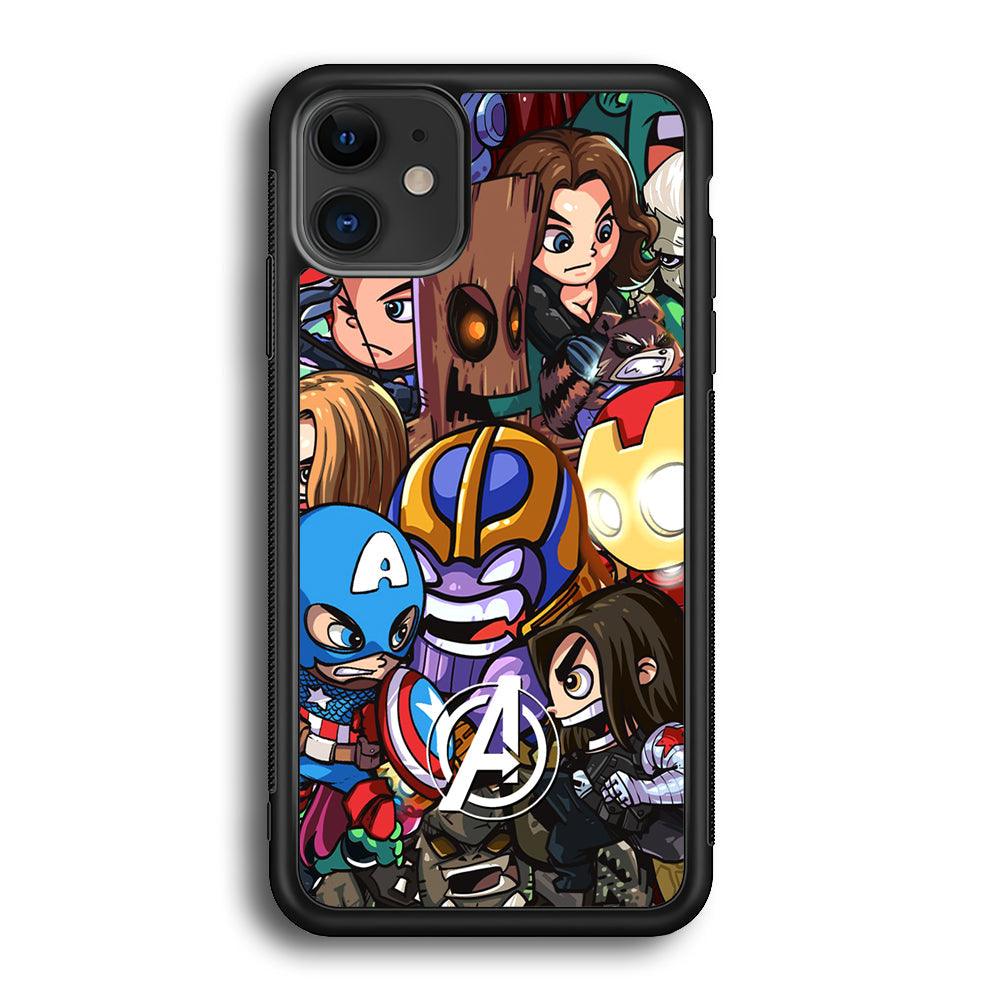 Avenger Cartoon Kid iPhone 12 Case-Rubber Black (2D Case)-Oxvistore