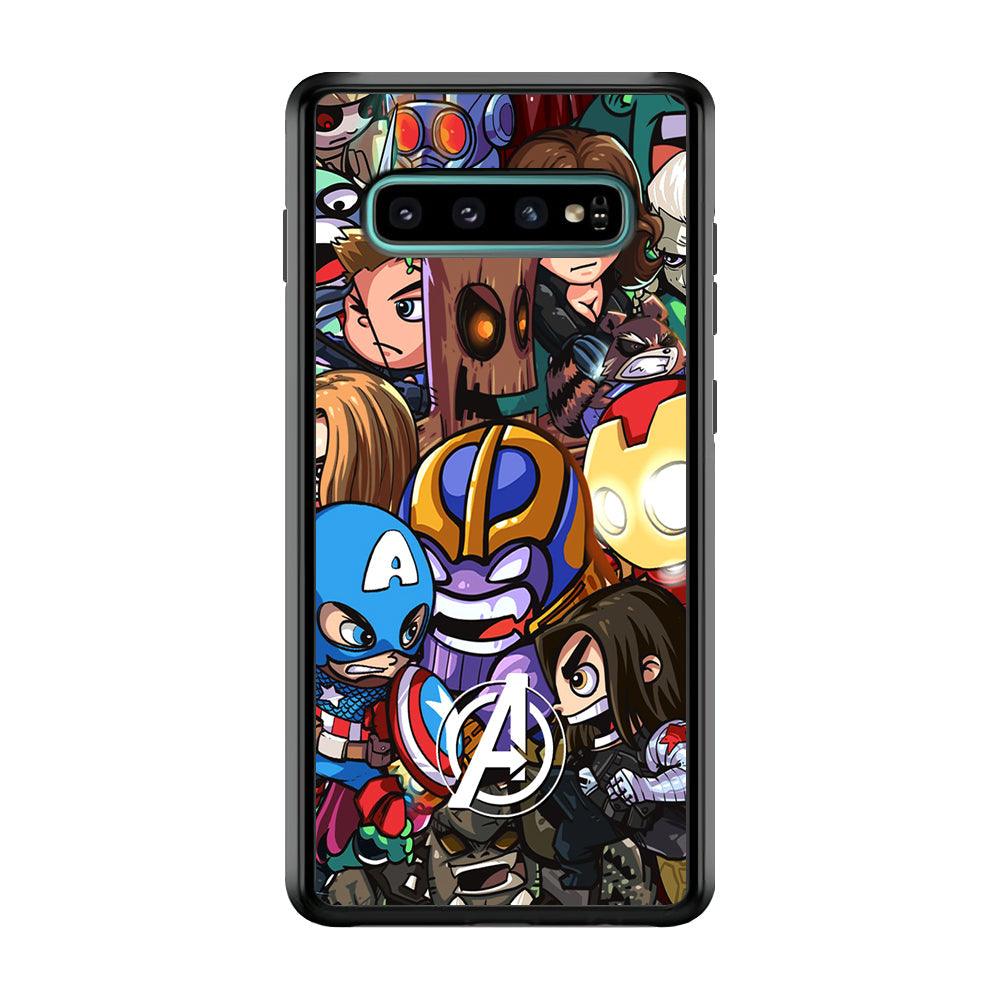 Avenger Cartoon Kid Samsung Galaxy S10 Case-Rubber Black (2D Case)-Oxvistore