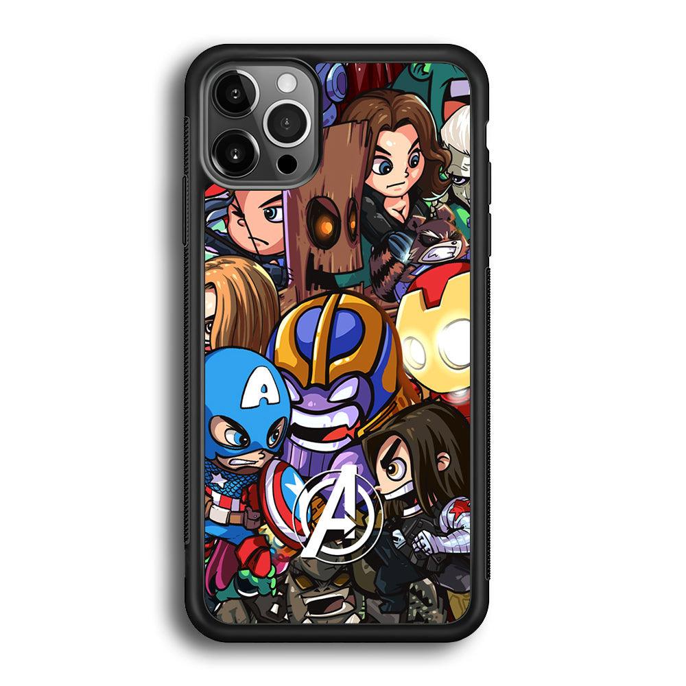 Avenger Cartoon Kid iPhone 12 Pro Max Case-Rubber Black (2D Case)-Oxvistore