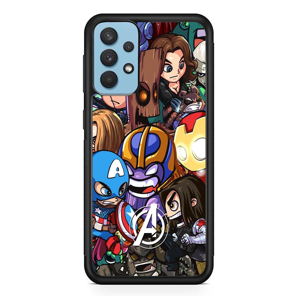 Avenger Cartoon Kid Samsung Galaxy A32 Case-Rubber Black (2D Case)-Oxvistore