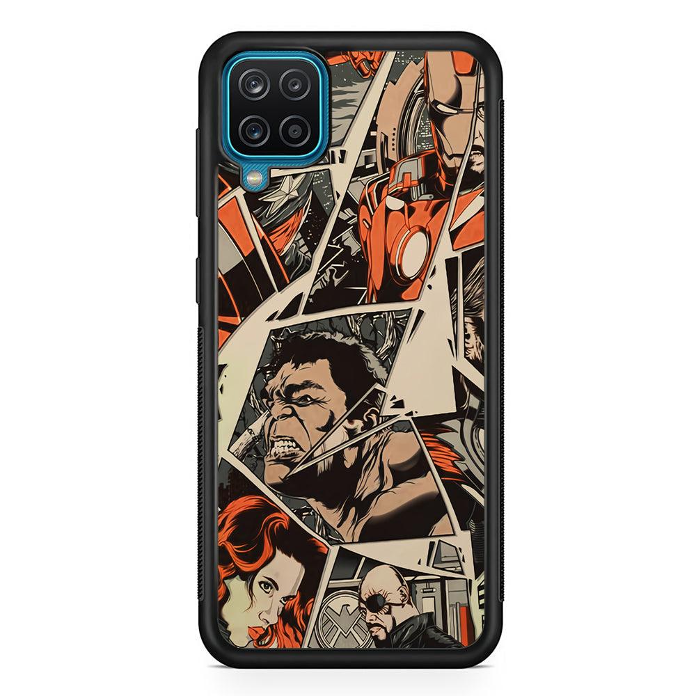 Avenger Piece of The Heroes Samsung Galaxy A12 Case-Rubber Black (2D Case)-Oxvistore