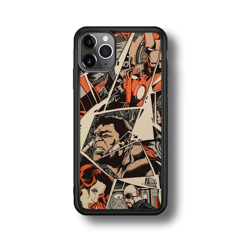 Avenger Piece of The Heroes iPhone 11 Pro Case-Rubber Black (2D Case)-Oxvistore