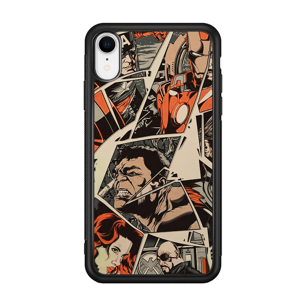 Avenger Piece of The Heroes iPhone XR Case-Rubber Black (2D Case)-Oxvistore
