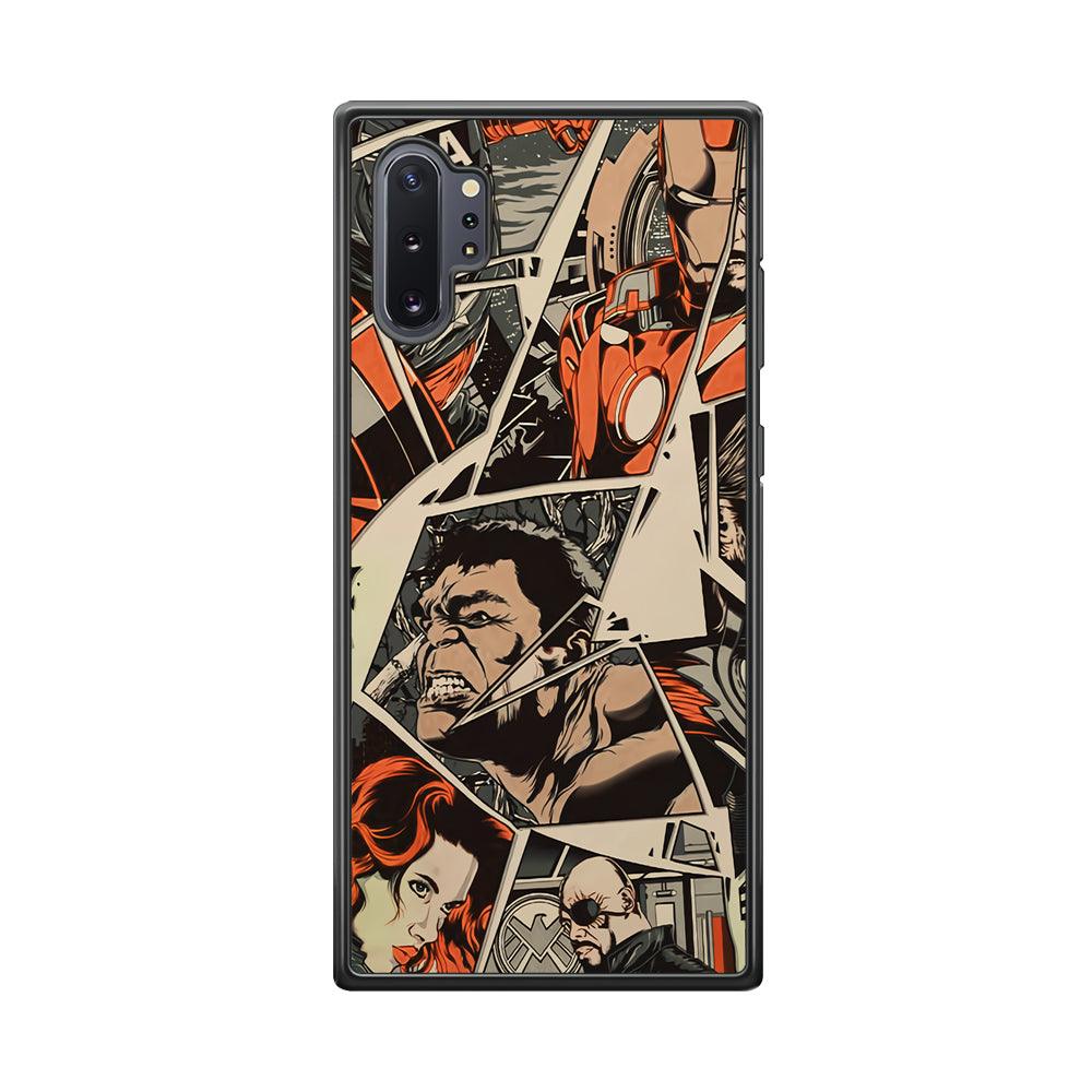 Avenger Piece of The Heroes Samsung Galaxy Note 10 Plus Case-Rubber Black (2D Case)-Oxvistore