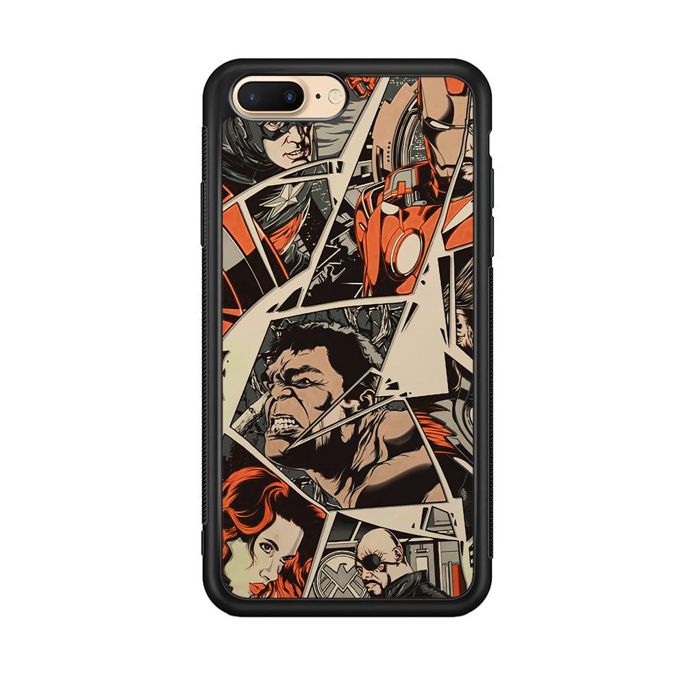Avenger Piece of The Heroes iPhone 8 Plus Case-Rubber Black (2D Case)-Oxvistore