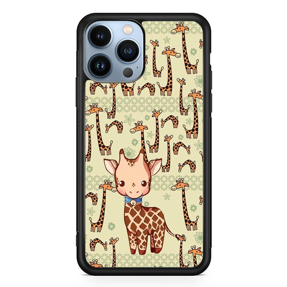 Baby Giraffe Adventure Ground iPhone 15 Pro Case-Rubber White (2D Case)-Oxvistore