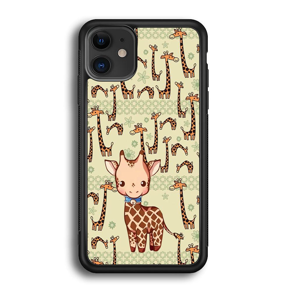 Baby Giraffe Adventure Ground iPhone 12 Case-Rubber White (2D Case)-Oxvistore