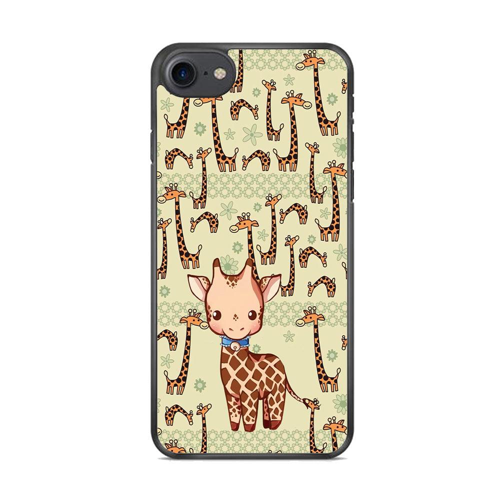 Baby Giraffe Adventure Ground iPhone 8 Case-Rubber White (2D Case)-Oxvistore