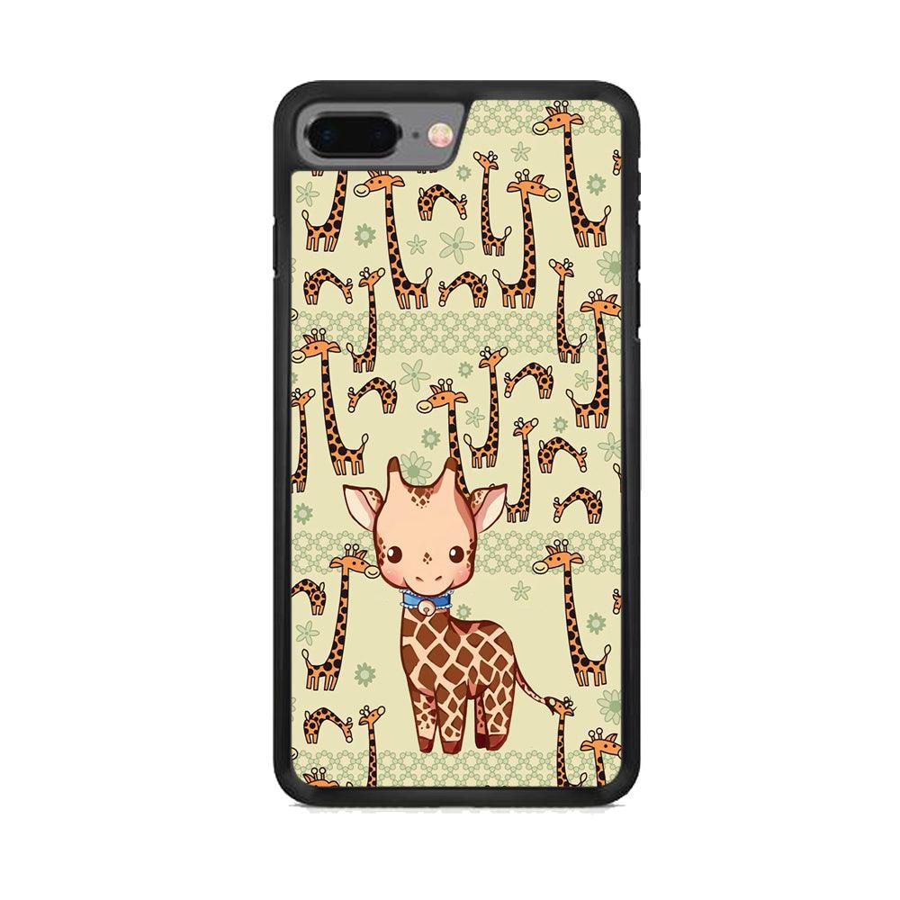 Baby Giraffe Adventure Ground iPhone 8 Plus Case-Rubber White (2D Case)-Oxvistore