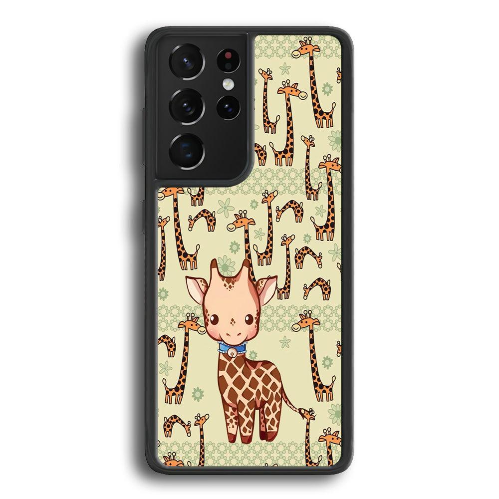 Baby Giraffe Adventure Ground Samsung Galaxy S23 Ultra Case-Rubber Black (2D Case)-Oxvistore