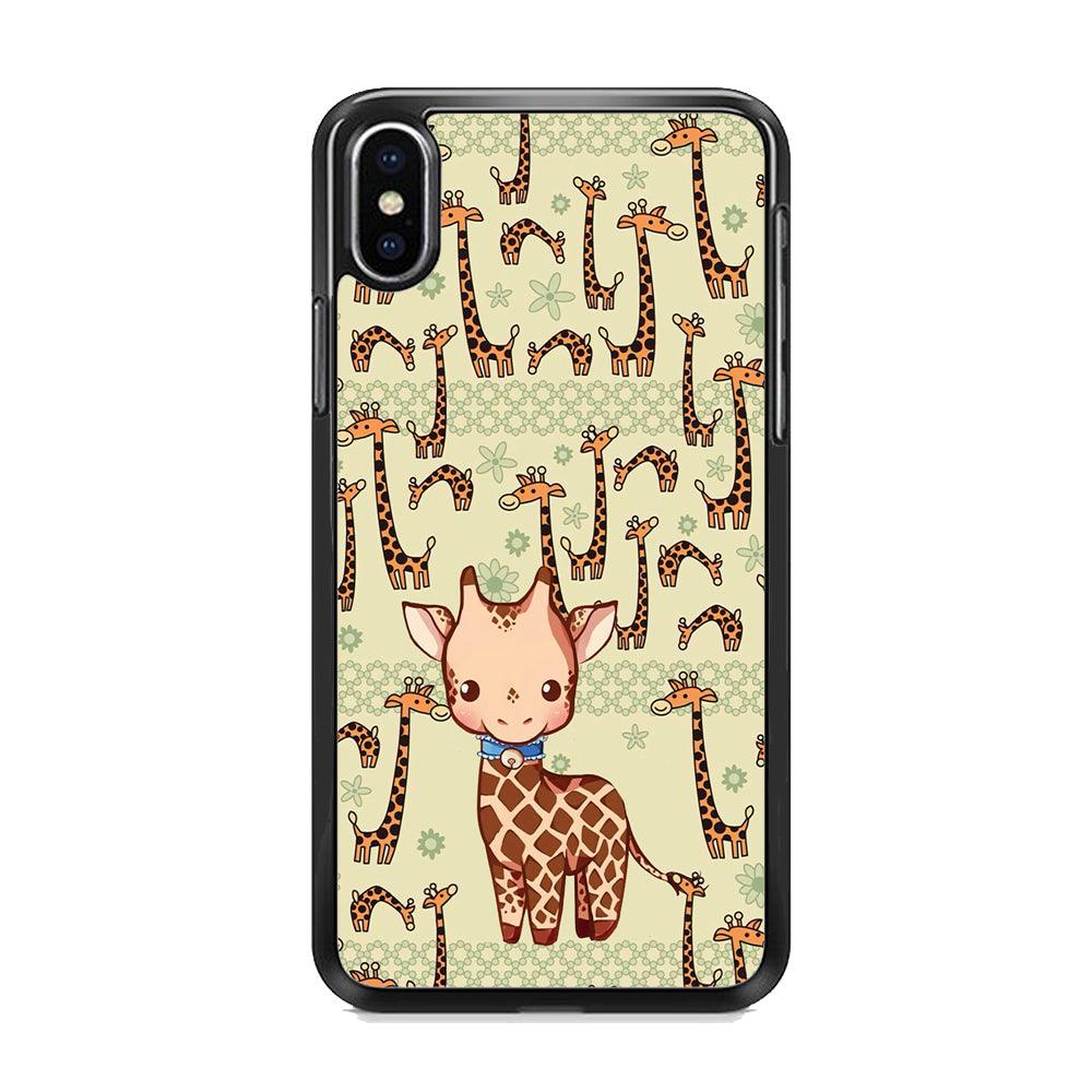 Baby Giraffe Adventure Ground iPhone XS MAX Case-Rubber White (2D Case)-Oxvistore