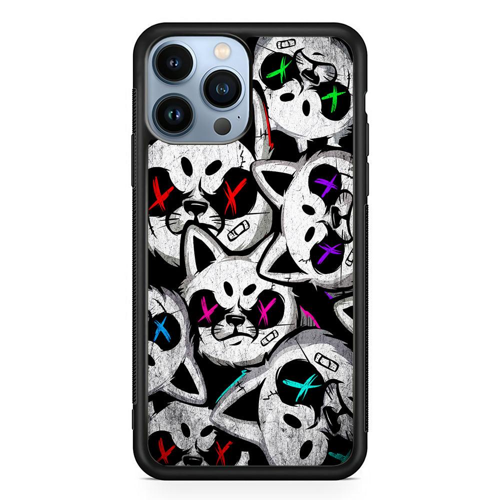 Bad Cat Heads 2D Rubber Phone Case-Black-Oxvistore