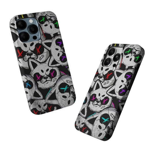 Bad Cat Heads 2 in 1 Tough Phone Case-Oxvistore