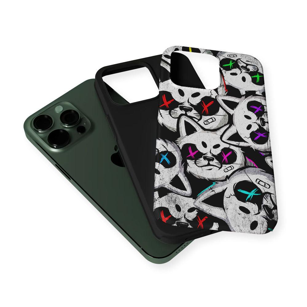 Bad Cat Heads 2 in 1 Tough Phone Case-Oxvistore
