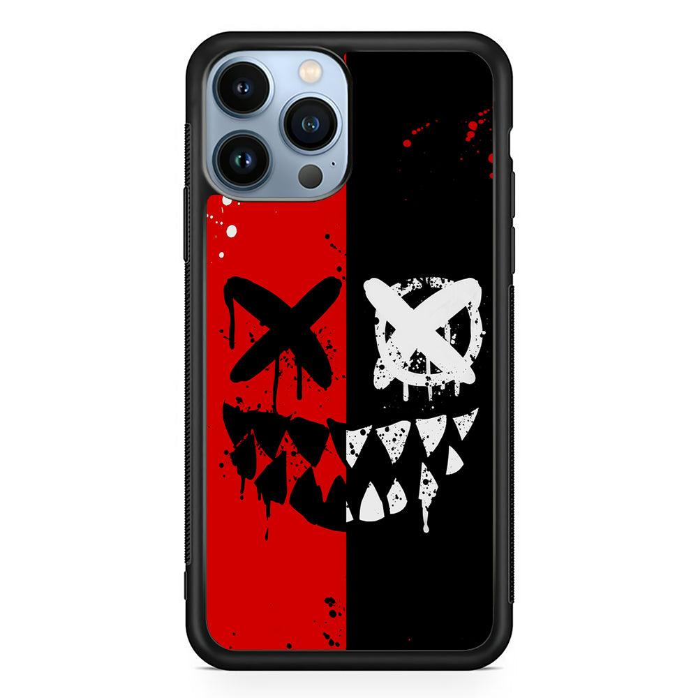 Bad Smiley Face Red Black 2D Rubber Phone Case-Black-Oxvistore