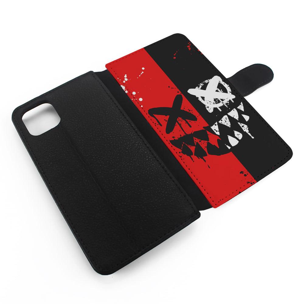 Bad Smiley Face Red Black Flip Wallet Phone Case-Oxvistore