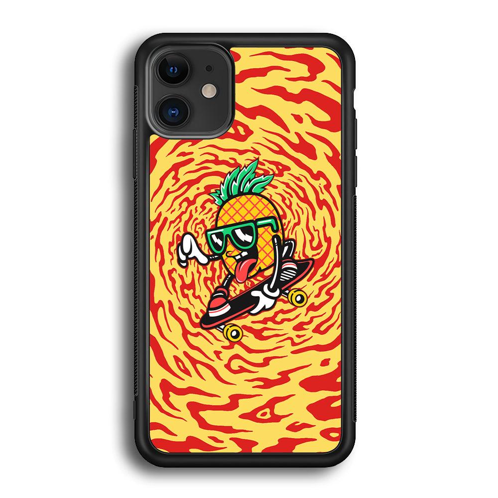 Banana Twisted Skate iPhone 12 Case-Rubber Black (2D Case)-Oxvistore