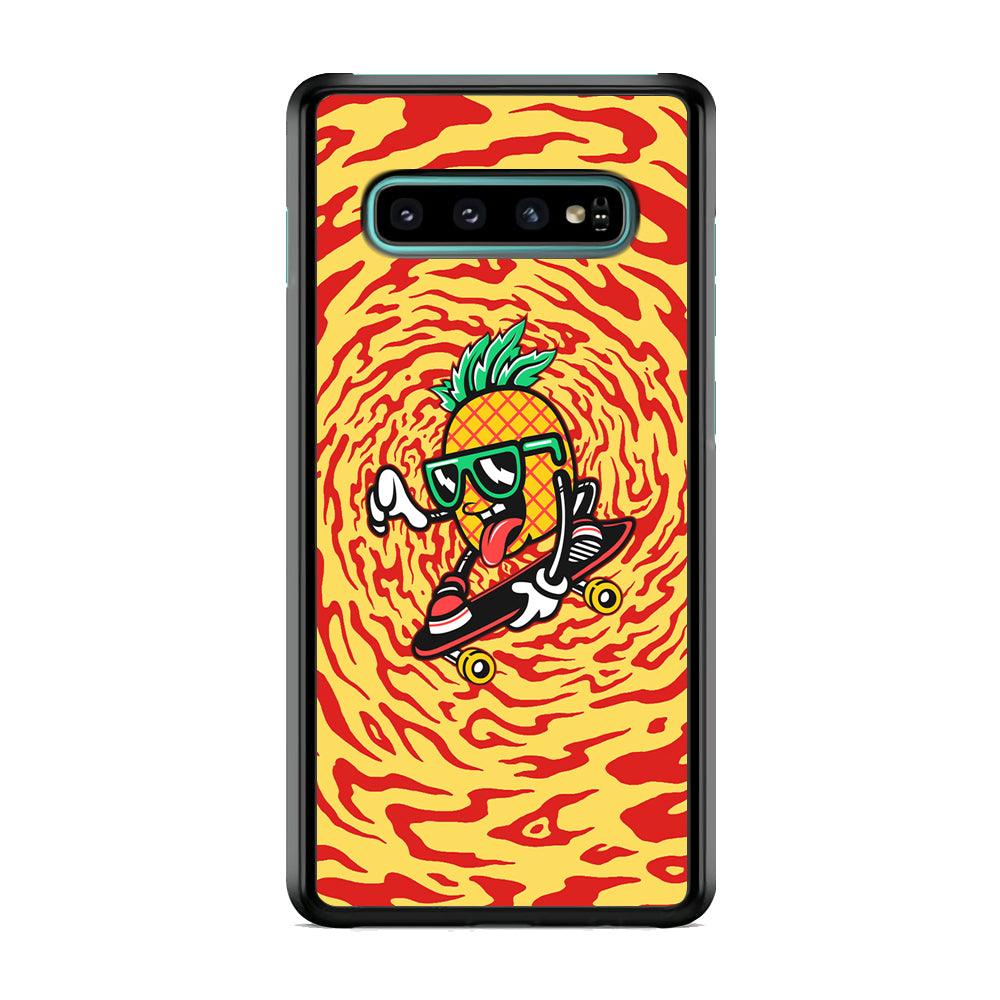 Banana Twisted Skate Samsung Galaxy S10 Case-Rubber White (2D Case)-Oxvistore