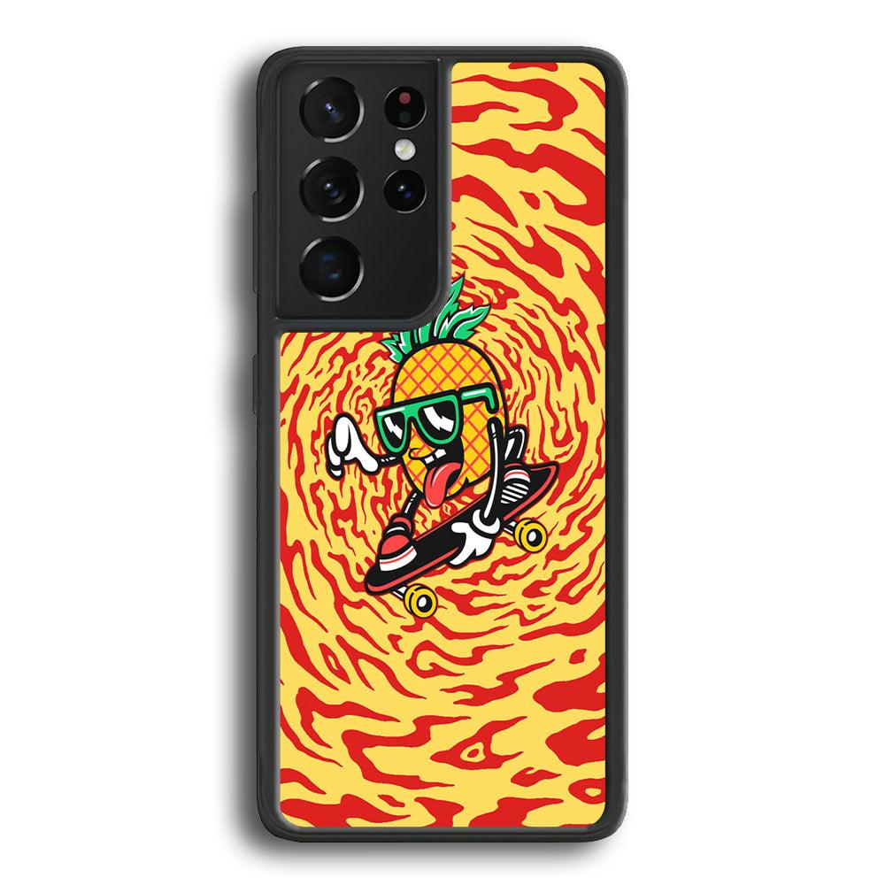 Banana Twisted Skate Samsung Galaxy S21 Ultra Case-Rubber Black (2D Case)-Oxvistore