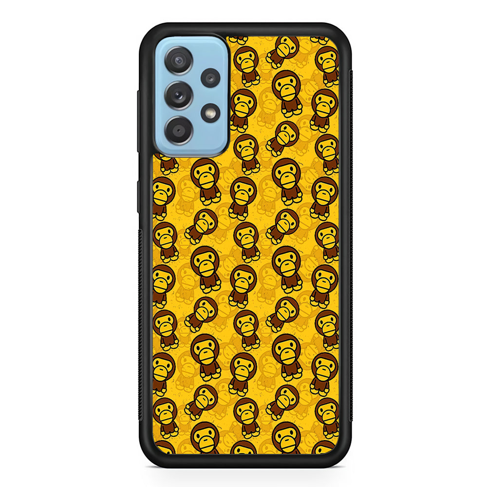 Bape Baby Milo Pattern Samsung Galaxy A52 Case-Rubber Black (2D Case)-Oxvistore
