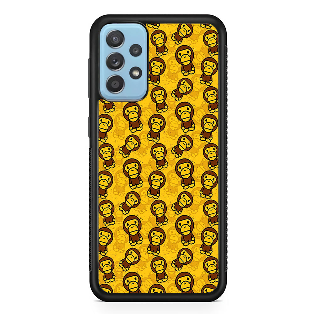 Bape Baby Milo Pattern Samsung Galaxy A72 Case-Rubber Black (2D Case)-Oxvistore