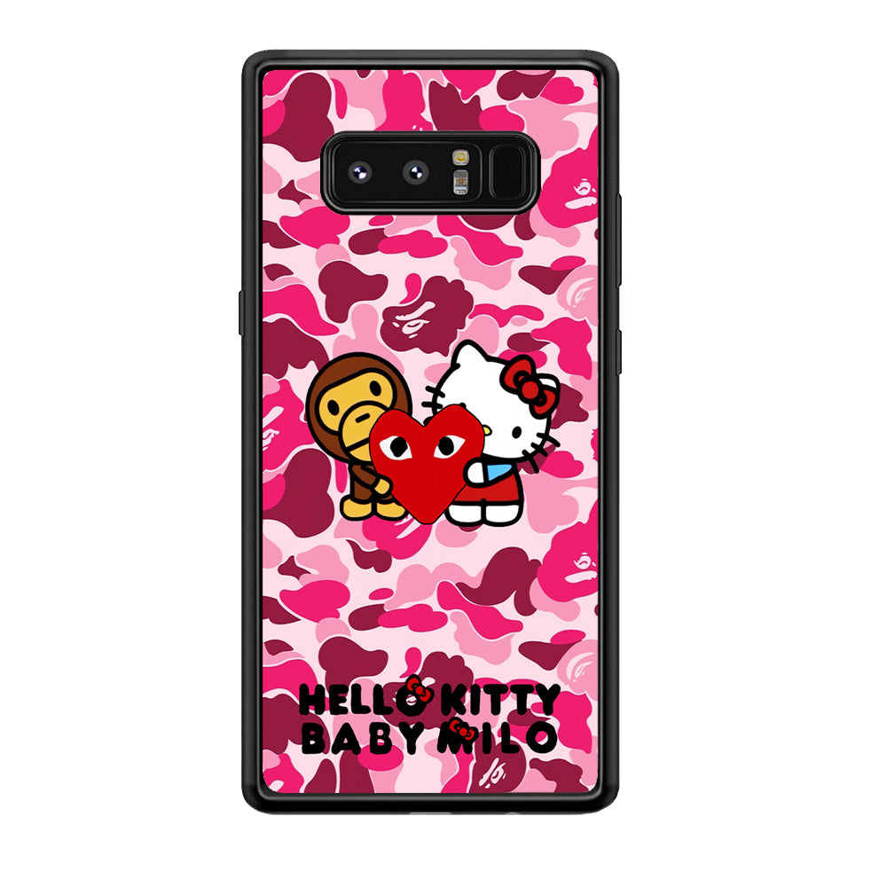 Bape Baby Milo X Hello Kitty Samsung Galaxy Note 8 Case-Rubber Black (2D Case)-Oxvistore