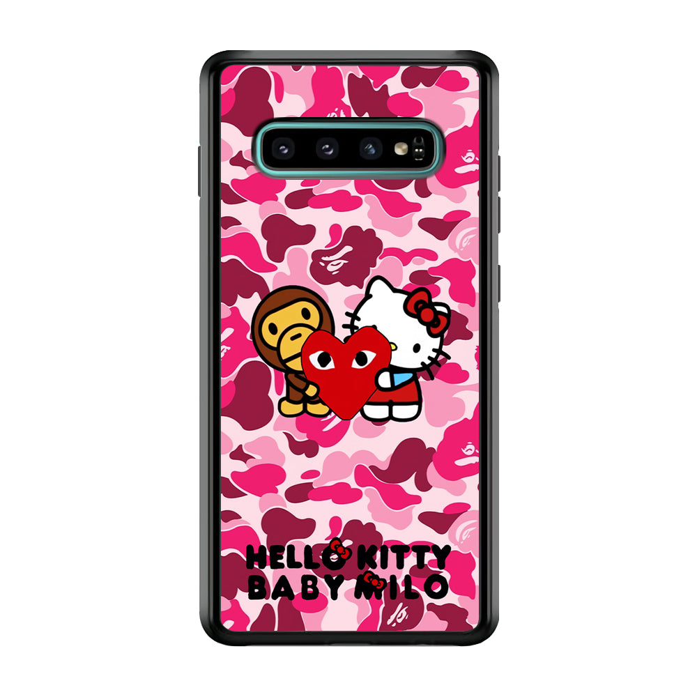Bape Baby Milo X Hello Kitty Samsung Galaxy S10 Case-Rubber Black (2D Case)-Oxvistore