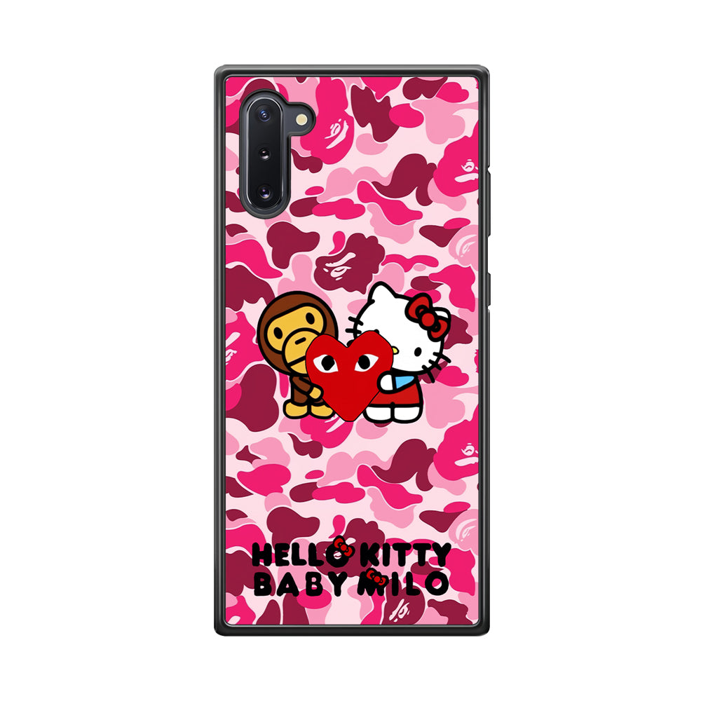 Bape Baby Milo X Hello Kitty Samsung Galaxy Note 10 Case-Rubber Black (2D Case)-Oxvistore