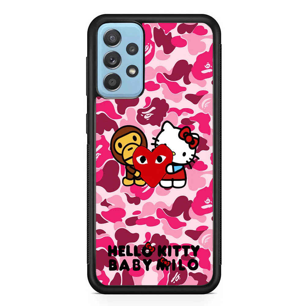 Bape Baby Milo X Hello Kitty Samsung Galaxy A52 Case-Rubber Black (2D Case)-Oxvistore
