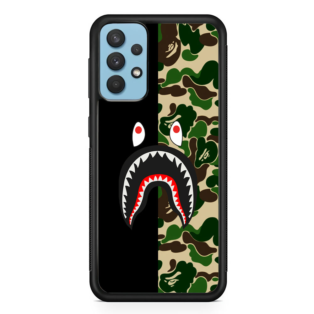 Bape Black Green Camo Samsung Galaxy A32 Case-Rubber Black (2D Case)-Oxvistore