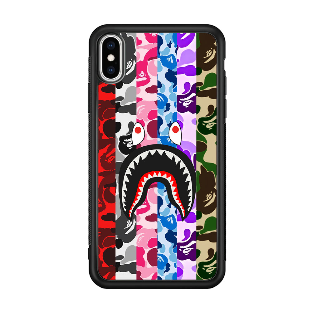Bape Colorfull Camo iPhone X Case-Rubber Black (2D Case)-Oxvistore