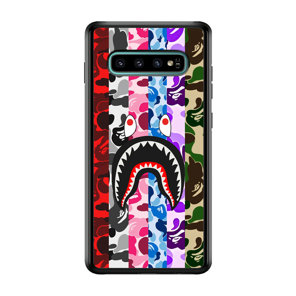 Bape Colorfull Camo Samsung Galaxy S10 Plus Case-Rubber Black (2D Case)-Oxvistore