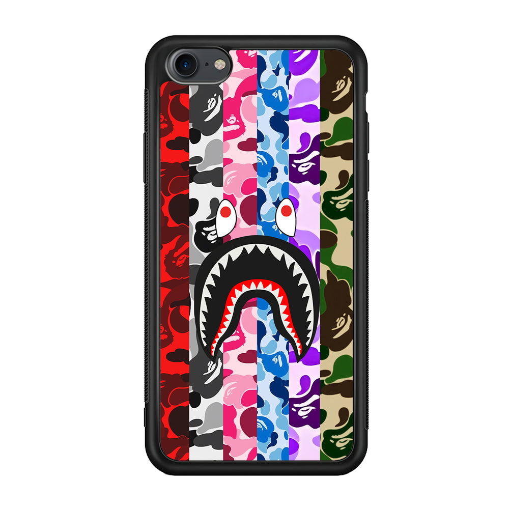 Bape Colorfull Camo iPhone 8 Case-Rubber Black (2D Case)-Oxvistore