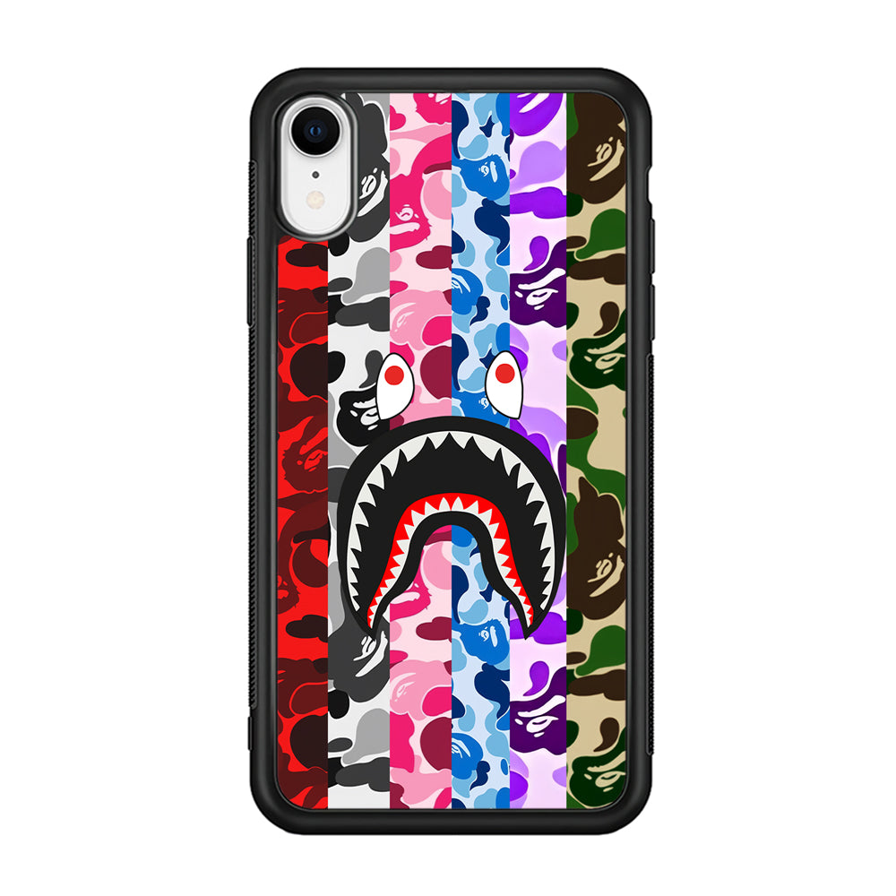 Bape Colorfull Camo iPhone XR Case-Rubber Black (2D Case)-Oxvistore