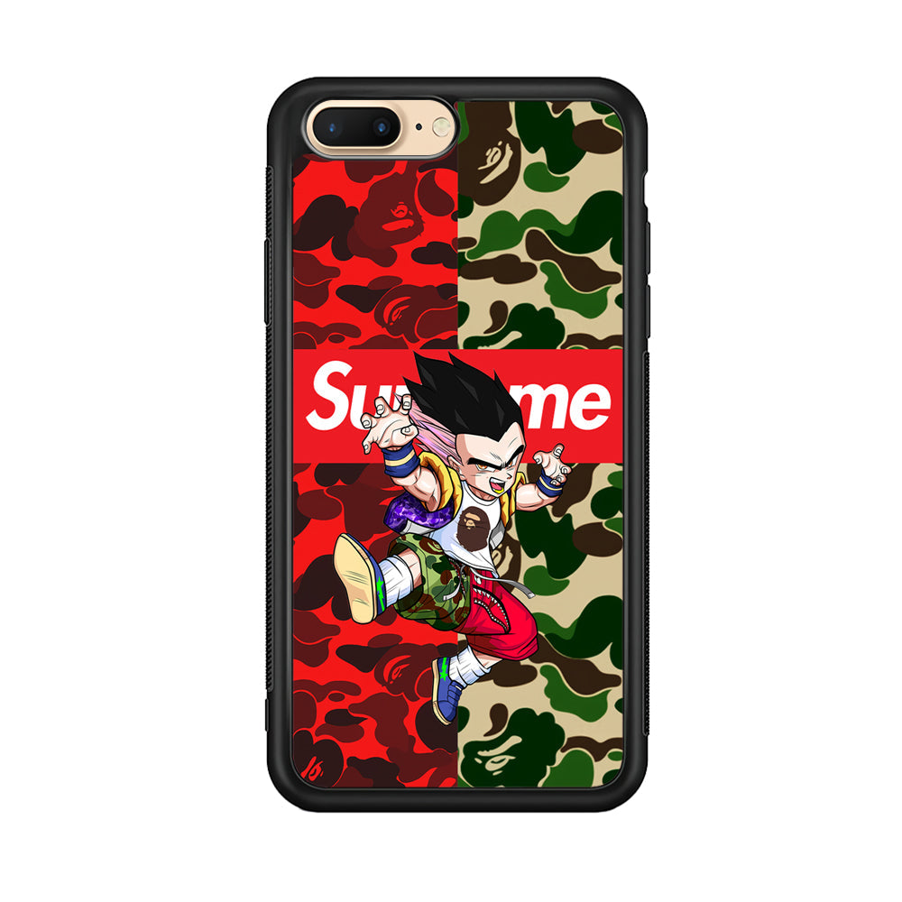 Bape Dragon Ball Supreme Camo iPhone 8 Plus Case-Rubber Black (2D Case)-Oxvistore