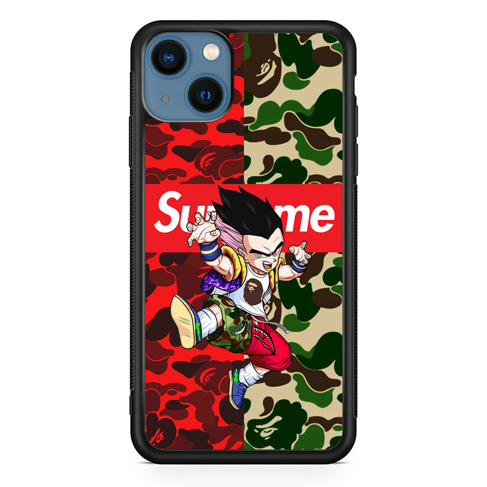 Bape Dragon Ball Supreme Camo iPhone 13 Case-Rubber White (2D Case)-Oxvistore