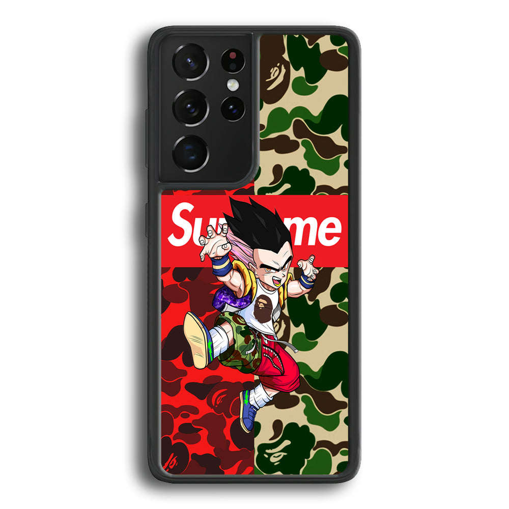 Bape Dragon Ball Supreme Camo Samsung Galaxy S21 Ultra Case-Rubber White (2D Case)-Oxvistore
