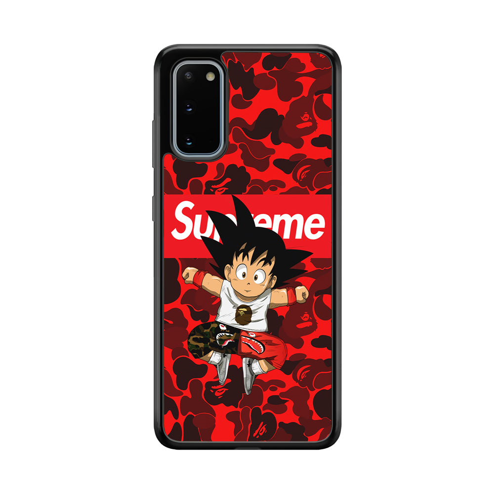 Bape Goku Red Camo Supreme Samsung Galaxy S20 Case-Rubber Black (2D Case)-Oxvistore