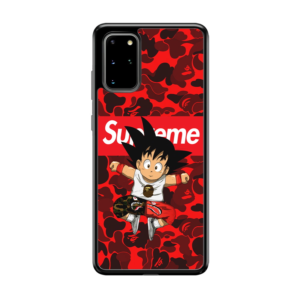 Bape Goku Red Camo Supreme Samsung Galaxy S20 Plus Case-Rubber Black (2D Case)-Oxvistore