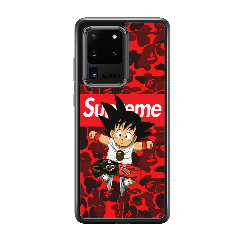 Bape Goku Red Camo Supreme Samsung Galaxy S20 Ultra Case-Rubber Black (2D Case)-Oxvistore
