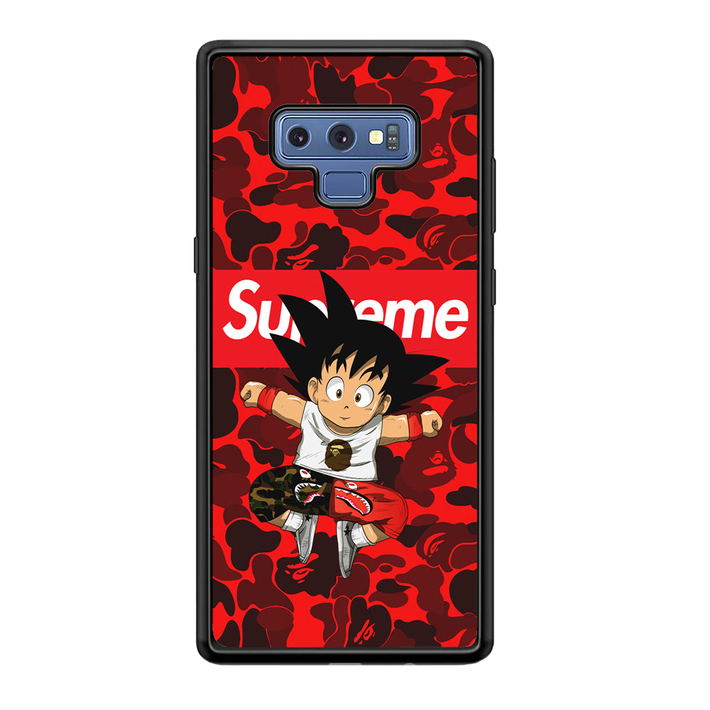 Bape Goku Red Camo Supreme Samsung Galaxy Note 9 Case-Rubber Black (2D Case)-Oxvistore
