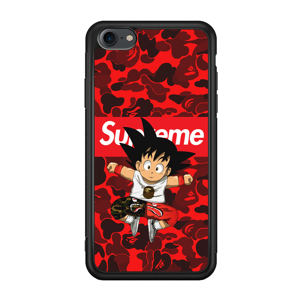 Bape Goku Red Camo Supreme iPhone 8 Case-Rubber Black (2D Case)-Oxvistore