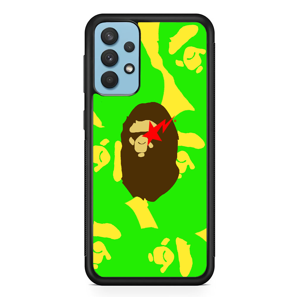 Bape Green Screen Samsung Galaxy A32 Case-Rubber Black (2D Case)-Oxvistore