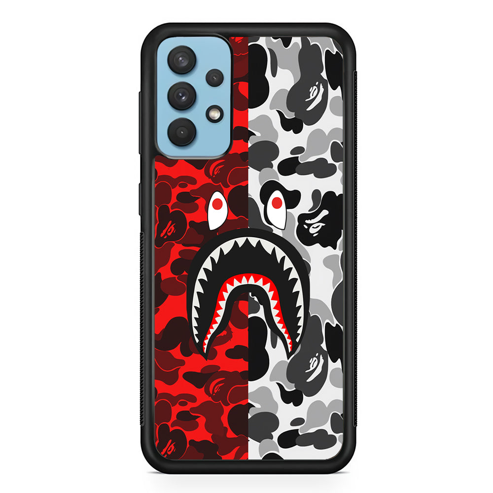 Bape Red Black Camo Samsung Galaxy A32 Case-Rubber White (2D Case)-Oxvistore