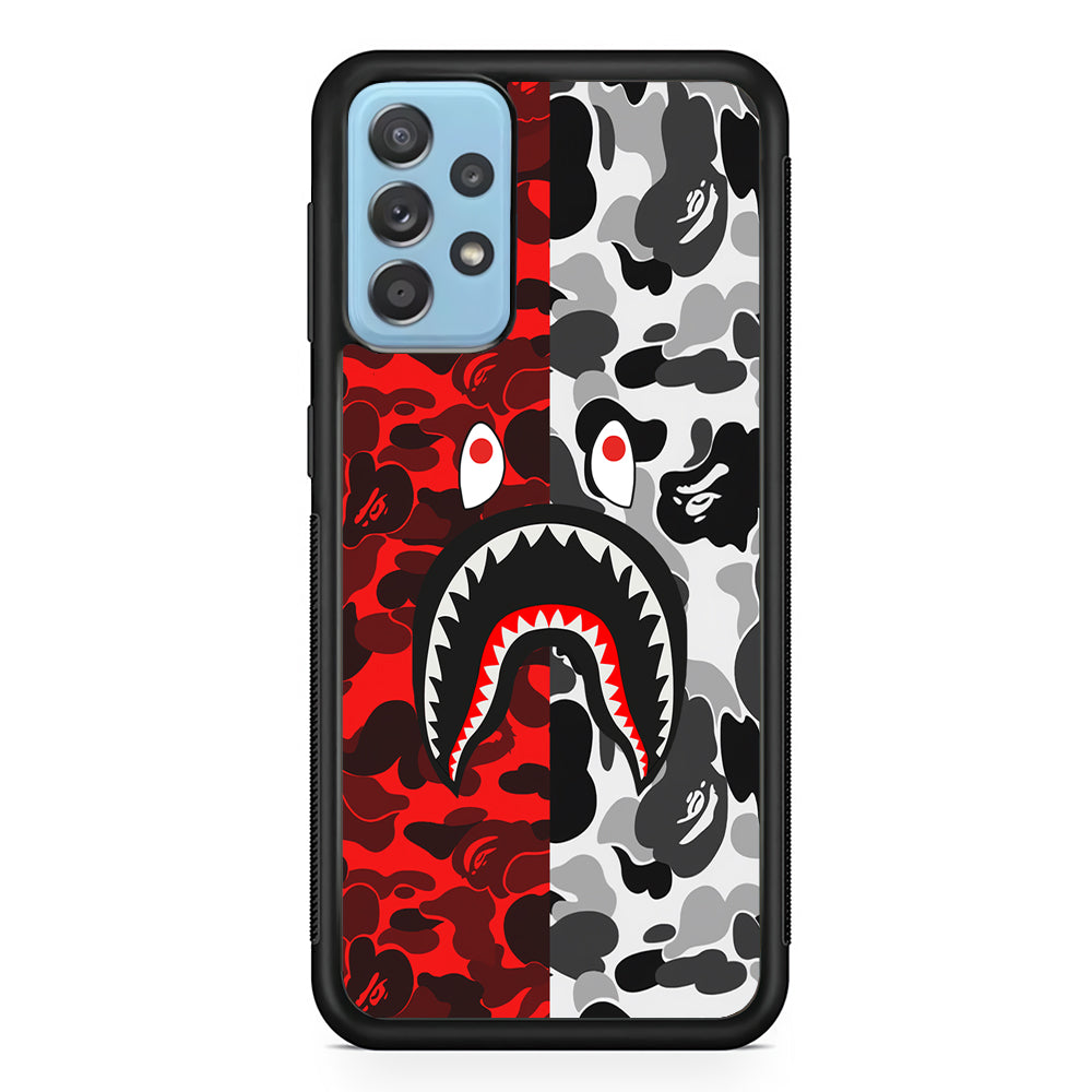 Bape Red Black Camo Samsung Galaxy A72 Case-Rubber White (2D Case)-Oxvistore