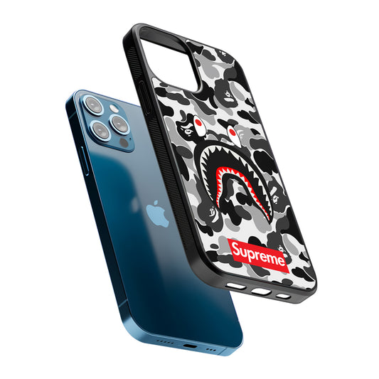 Bape Supreme Black Camo 2D Rubber Phone Case-Oxvistore