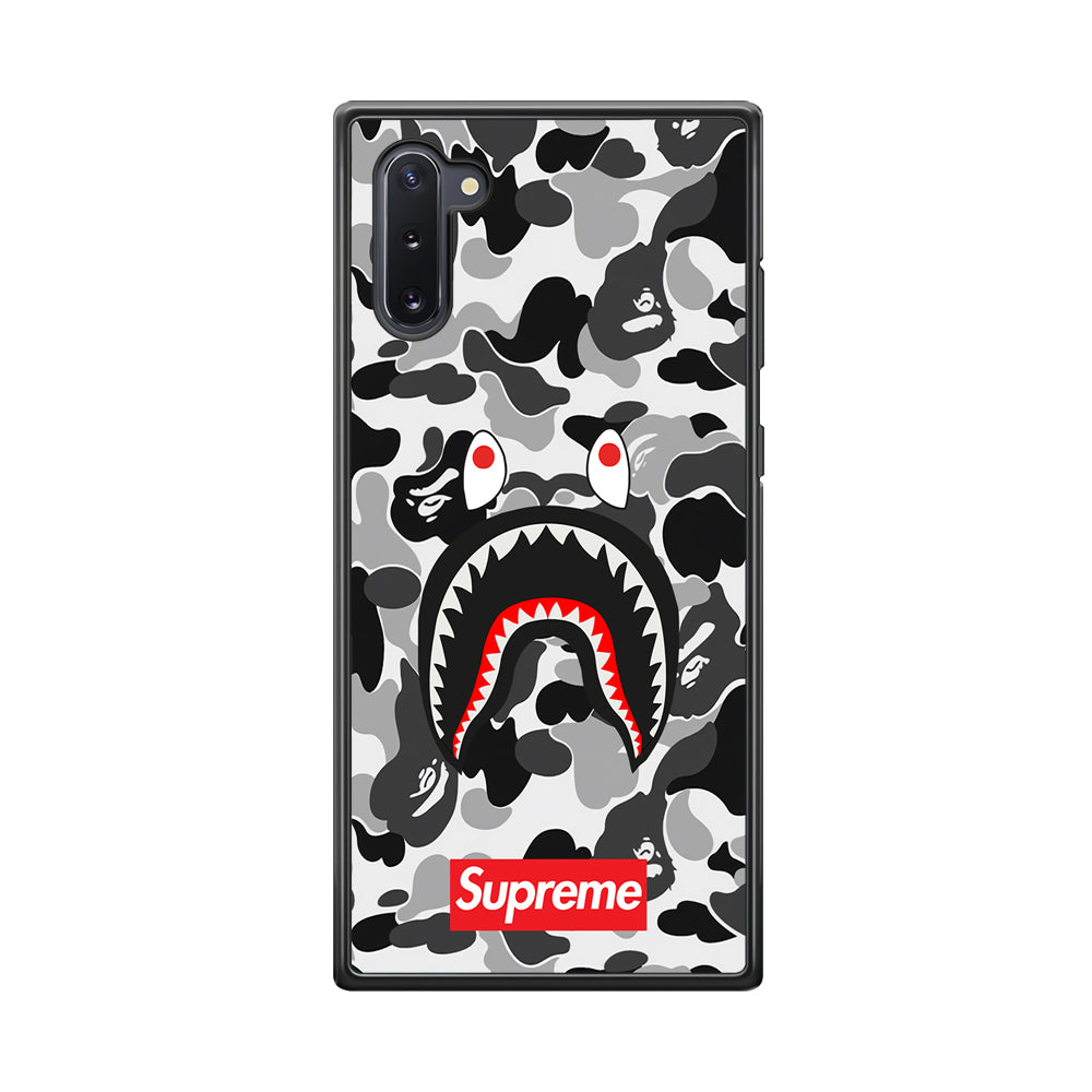 Bape Supreme Black Camo Samsung Galaxy Note 10 Case-Rubber Black (2D Case)-Oxvistore