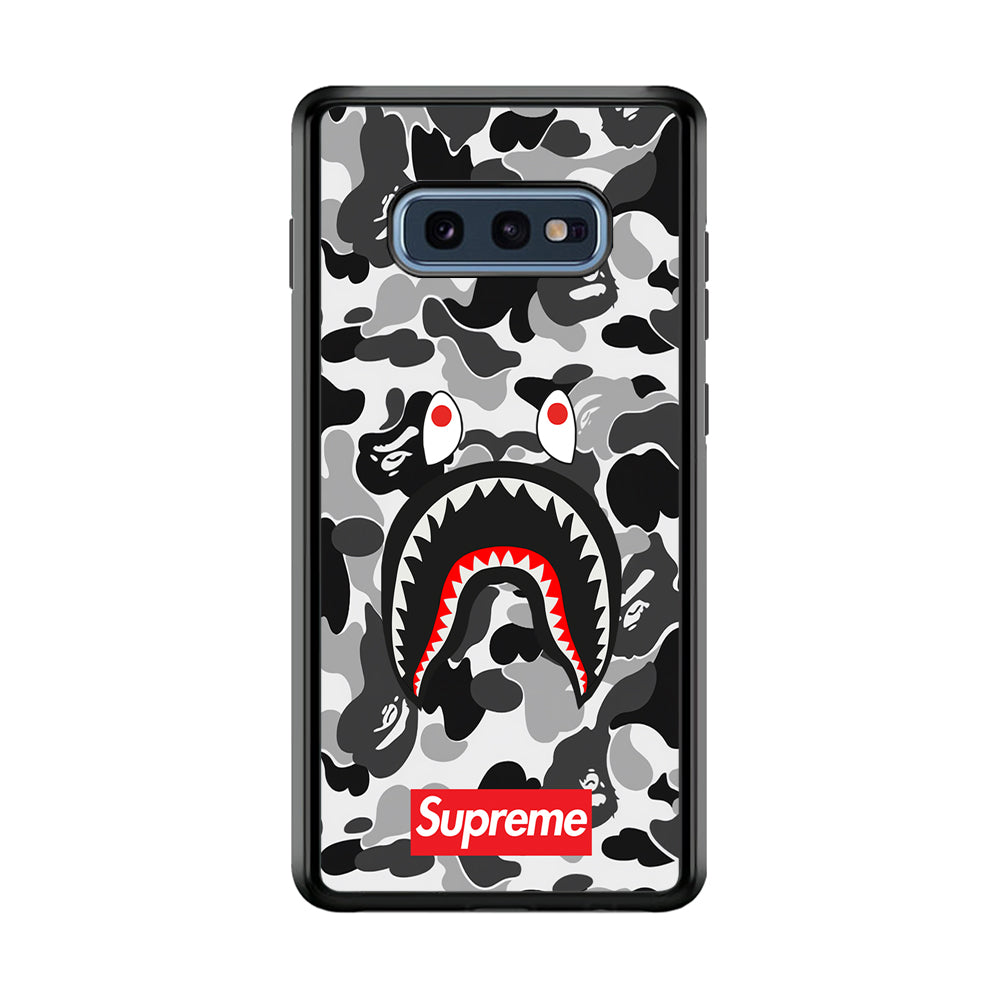 Bape Supreme Black Camo Samsung Galaxy S10E Case-Rubber Black (2D Case)-Oxvistore