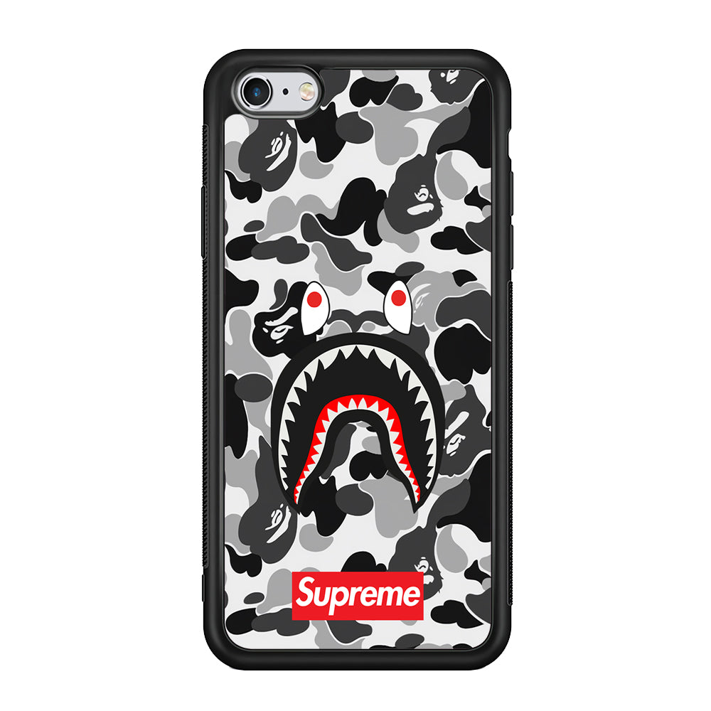 Bape Supreme Black Camo iPhone 6 Plus | 6s Plus Case-Rubber Black (2D Case)-Oxvistore